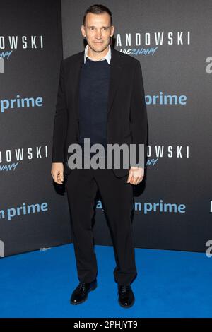 Warschau, Polen. 28. März 2023. Andriy Schewtschenko bei der Premiere des Dokumentarfilms „Lewandowski - Nieznany“ in Warschau, Polen, am 28. März 2023. (Foto: Foto Olimpik/NurPhoto) Kredit: NurPhoto SRL/Alamy Live News Stockfoto