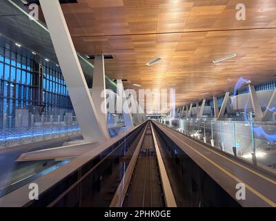 Hamad International Airport U-Bahnlinie am Flughafen Stockfoto