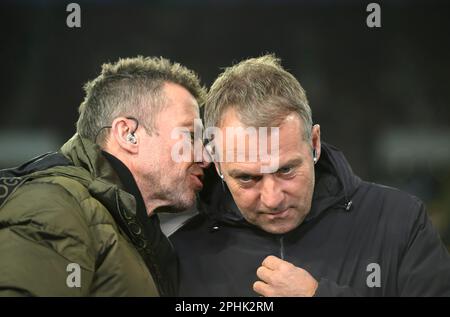 Köln/Deutschland. 28. März 2023, links nach rechts Lothar MATTHAEUS (Matthaus), Coach Hans-Dieter 'Hansi' FLICK (GER) Fußball Laenderspiel, Friendly Game, Deutschland (GER) - Belgien (BEL), am 28. März 2023 in Köln/Deutschland.Guthaben: DPA/Alamy Live News Stockfoto