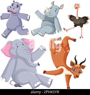 Set mit niedlichen Tieren, Zeichentrickfigur Stock Vektor