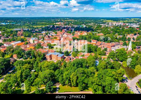 Panoramablick auf die lettische Stadt Kuldiga. Stockfoto