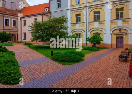 Innenhof der Universität Vilnius in Litauen. Stockfoto