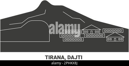 Albanien, Tirana, Dajti, Reise-Wahrzeichen-Vektordarstellung Stock Vektor