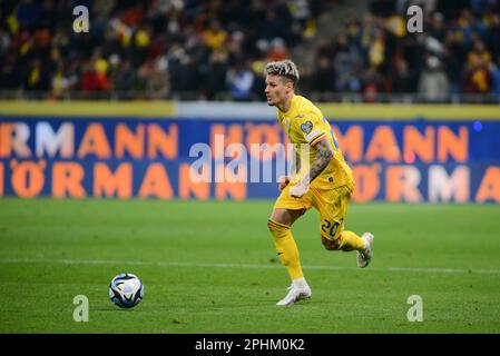 Denis man #20 spielte während des Qualifikationsspiels zur Euro 2024 Rumänien gegen Belarus auf 28.03.2022, Bukarest, Cristi Stavri Stockfoto