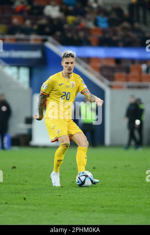 Denis man #20 spielte während des Qualifikationsspiels zur Euro 2024 Rumänien gegen Belarus auf 28.03.2022, Bukarest, Cristi Stavri Stockfoto