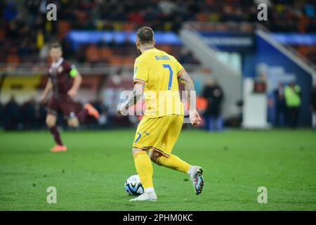 Denis Alibec #7 während des Qualifikationsspiels zur Euro 2024, Rumänien gegen Belarus, gespielt auf 28.03.2022, Bukarest, Cristi Stavri Stockfoto