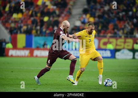 Denis Alibec #7 während des Qualifikationsspiels zur Euro 2024, Rumänien gegen Belarus, gespielt auf 28.03.2022, Bukarest, Cristi Stavri Stockfoto