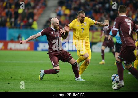 Denis Alibec #7 während des Qualifikationsspiels zur Euro 2024, Rumänien gegen Belarus, gespielt auf 28.03.2022, Bukarest, Cristi Stavri Stockfoto