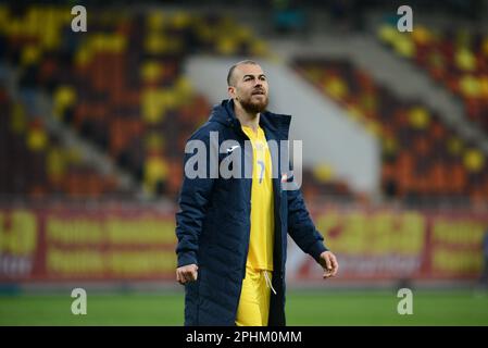 Denis Alibec #7 während des Qualifikationsspiels zur Euro 2024, Rumänien gegen Belarus, gespielt auf 28.03.2022, Bukarest, Cristi Stavri Stockfoto