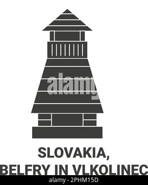 Slowakei, Belfry in VlkolÖ reisen Wahrzeichen Vektordarstellung Stock Vektor