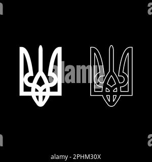 Ukraine Wappen Nationallogo Siegel ukrainischer Staat Symbol Symbol Satz Symbol weiß Farbe Vektor Illustration Bild Einfache feste Füllung Umriss Stock Vektor