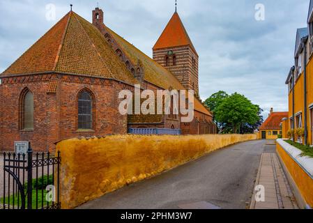 Blick auf die Stege-Kirche in Dänemark. Stockfoto