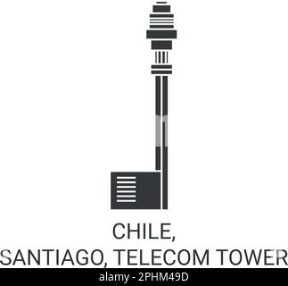 Chile, Santiago, Telecom Tower Reise Wahrzeichen Vektordarstellung Stock Vektor
