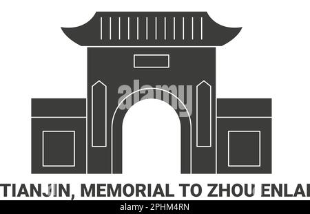 China, Tianjin, Denkmal für Zhou Enlai, Reise-Wahrzeichen-Vektordarstellung Stock Vektor