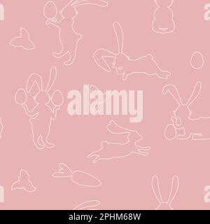Happy Easter Nahtloses Muster mit schönen Kaninchen Häschen und Eiern Stock Vektor