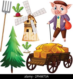 Abbildung: Betriebsobjekte und Elemente - Vektorsatz Stock Vektor