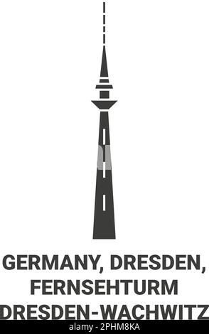 Deutschland, Dresden, Fernsehturm Dresdenwachwitz Reise-Wahrzeichen-Vektordarstellung Stock Vektor