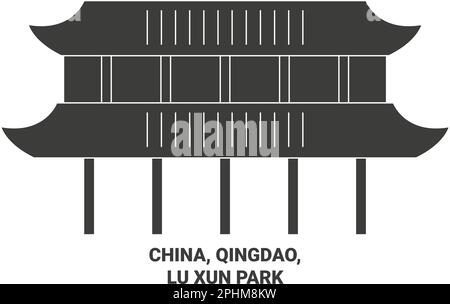 Vektorgrafik für Reisen nach China, Qingdao, Lu Xun Park Stock Vektor