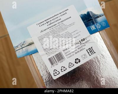 Rybtorg Lachs leicht gesalzen, gekühlt. Stockfoto