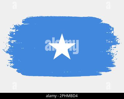 Die künstlerische Grunge-Pinselflagge Somalias isoliert auf weißem Hintergrund. Elegante Textur der Nationalflagge Stock Vektor