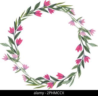 Vektor, Aquarell, Blumenrahmen mit Wildblumen, handgezeichnete Schablone Stock Vektor