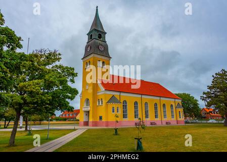 Skagen-Kirche während eines bewölkten Tages in Dänemark. Stockfoto