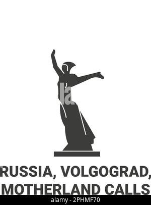 Russland, Wolgograd, das Vaterland nennt Reise-Wahrzeichen-Vektordarstellung Stock Vektor