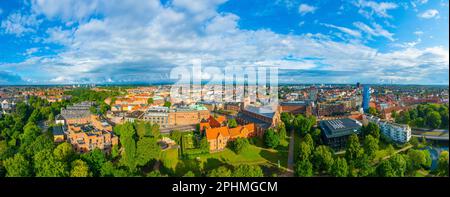 Panoramablick auf St. Canute's Cathedral in der dänischen Stadt Odense. Stockfoto