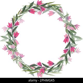 Vektor, Aquarell, Blumenrahmen mit Wildblumen, handgezeichnete Schablone Stock Vektor