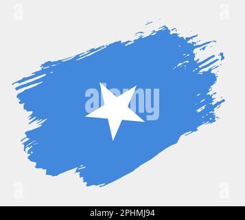 Die künstlerische Grunge-Pinselflagge Somalias isoliert auf weißem Hintergrund. Elegante Textur der Nationalflagge Stock Vektor