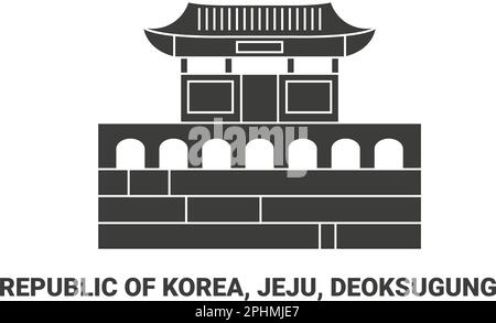 Republik Korea, Jeju, Deoksugung, Reise-Wahrzeichen-Vektordarstellung Stock Vektor