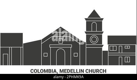 Kolumbien, Medellin-Kirche Reise-Vektordarstellung Stock Vektor