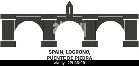 Spanien, Logrono, Puente De Piedra Reise-Wahrzeichen-Vektordarstellung Stock Vektor