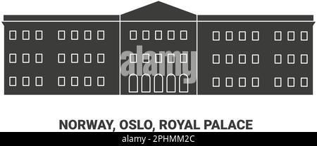 Norwegen, Oslo, Königspalast, Reise-Wahrzeichen-Vektordarstellung Stock Vektor