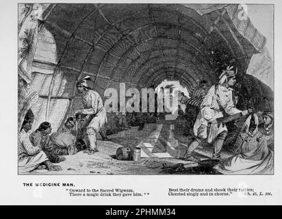 The Medicine man aus dem Buch " The Song of Hiawatha " von Longfellow, Henry Wadsworth, 1807-1882 Publikationsdatum 1898 Publisher Chicago, S. C. Andrews Stockfoto