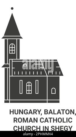 Ungarn, Balaton, römisch-katholische Kirche in Krshegy reisen Wahrzeichen Vektordarstellung Stock Vektor