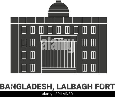 Bangladesch, Fort Lalbagh, Reise-Wahrzeichen-Vektordarstellung Stock Vektor