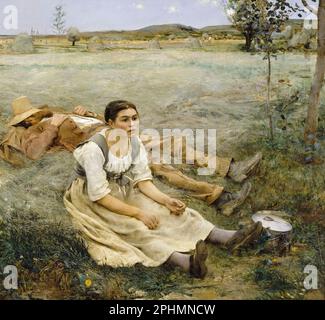 Jules Bastien-Lepage Malerei, Hay Making, Öl auf Leinwand, 1877 Stockfoto