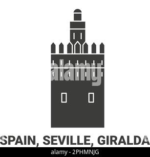 Spanien, Sevilla, Giralda, Reise-Wahrzeichen-Vektordarstellung Stock Vektor