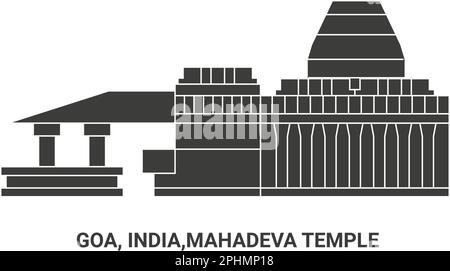 Indiens, Goas, Mahadeva Tempels Reise Wahrzeichen Vektordarstellung Stock Vektor
