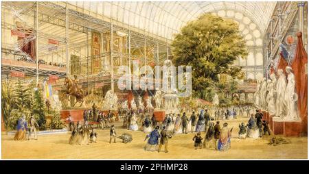 Queen Victoria eröffnet die große Ausstellung 1851 im Crystal Palace in London, Aquarellgemälde von Thomas Abel Prior, 1851 Stockfoto