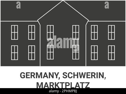 Deutschland, Schwerin, Marktplatz Reise-Wahrzeichen-Vektordarstellung Stock Vektor