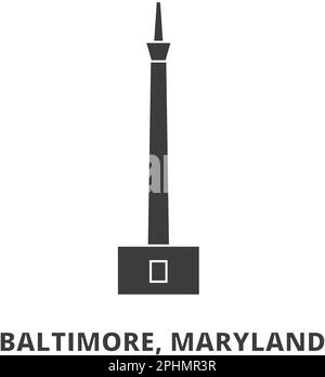 USA, Baltimore, Maryland, Monument Travel Landmark Vektordarstellung Stock Vektor