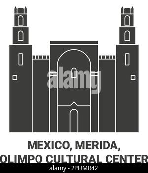 Mexiko, Merida, Olimpo Cultural Center Reise-Vektordarstellung Stock Vektor