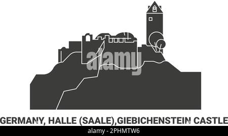 Deutschland, Halle Saale, Schloss Giebichenstein, Reise-Wahrzeichen-Vektordarstellung Stock Vektor