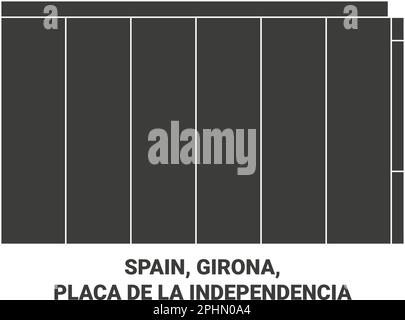 Spanien, Girona, Placa De La Independncia Reise-Vektordarstellung Stock Vektor