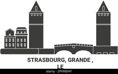 Frankreich, Straßburg, Grande Ile, Reiseziel-Vektordarstellung Stock Vektor