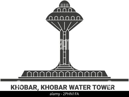 Saudi-Arabien, Khobar, Khobar Water Tower, Reise-Wahrzeichen-Vektordarstellung Stock Vektor