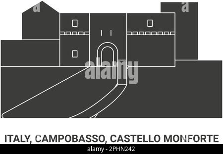 Italien, Campobasso, Castello Monforte, Reise-Wahrzeichen-Vektordarstellung Stock Vektor