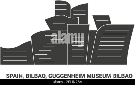 Spanien, Bilbao, Guggenheim Museum Bilbao, Reise-Wahrzeichen-Vektordarstellung Stock Vektor